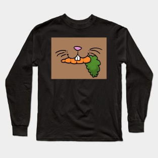 Bunny Mouth With Carrot Face Mask (Chocolate) Long Sleeve T-Shirt